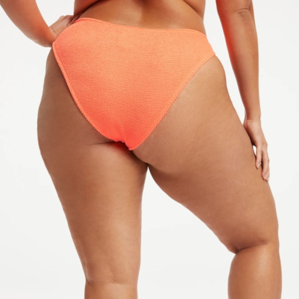 NEW Good American Always Fits Cheeky Bikini Bottom in Orange Cream 4X 5X crinkle